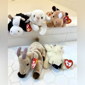 Classic Ty Beanie Babies Farm Animal Collection